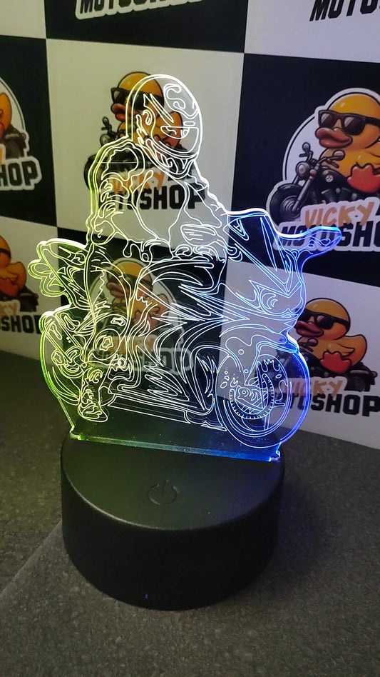Lámpara LED Acrílica Motociclista – 7 Colores