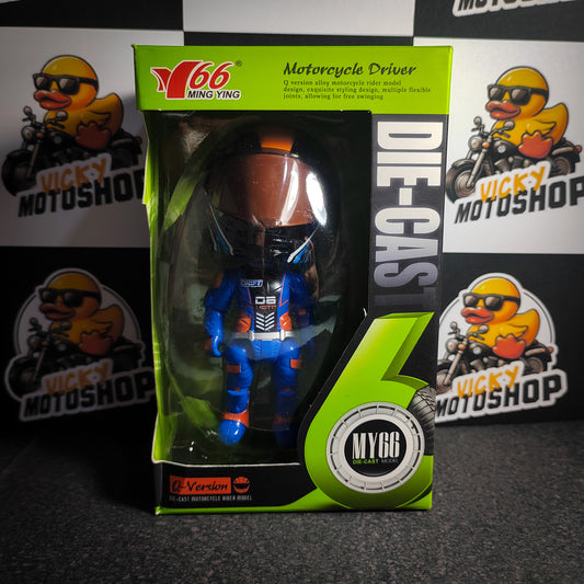 Muñeco Biker azul convertible en casco