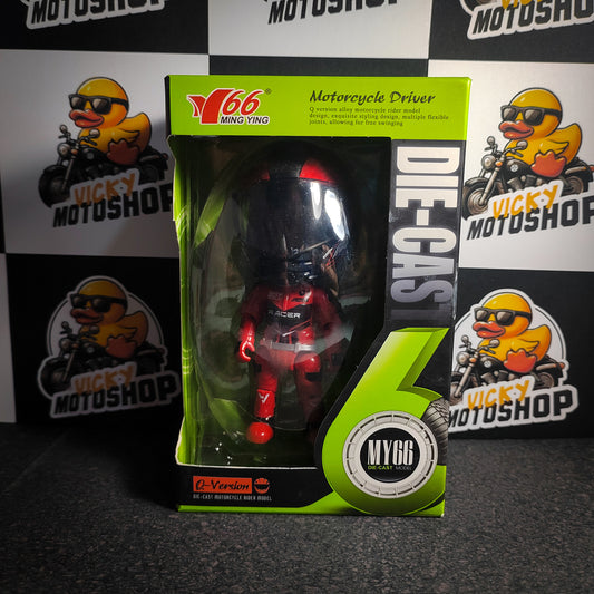 Muñeco Biker rojo convertible en casco