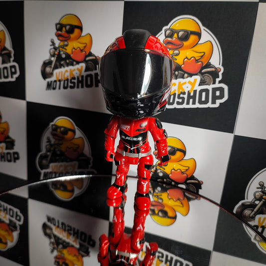 Muñeco Biker rojo convertible en casco